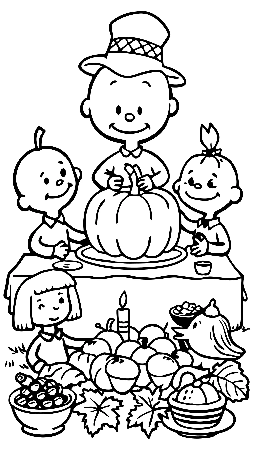 charlie brown thanksgiving coloring page